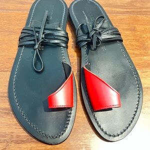 K.Jacques Black and Red Leather Sandals